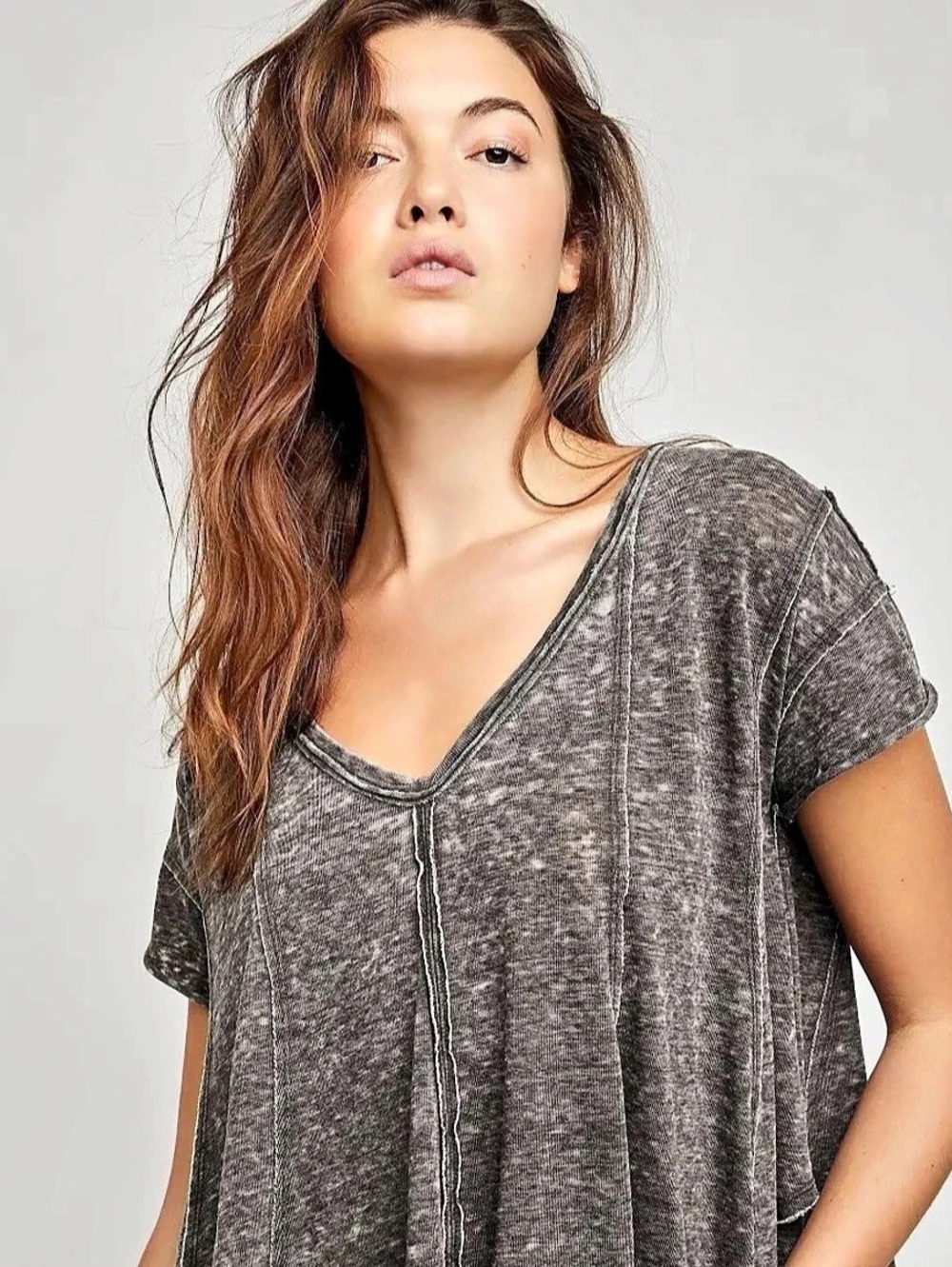 Free People Sammie Tee in Gray Sz Small